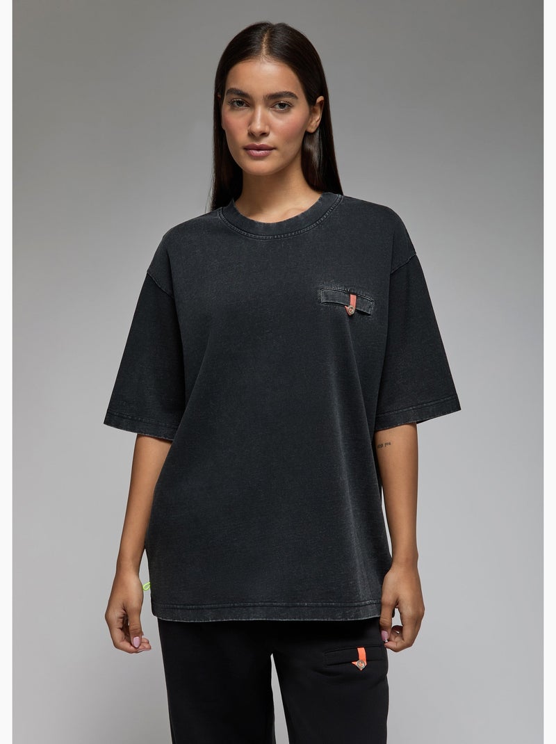 T-shirt shiba  (acid washed) femme - sae paris Noir - Kiabi