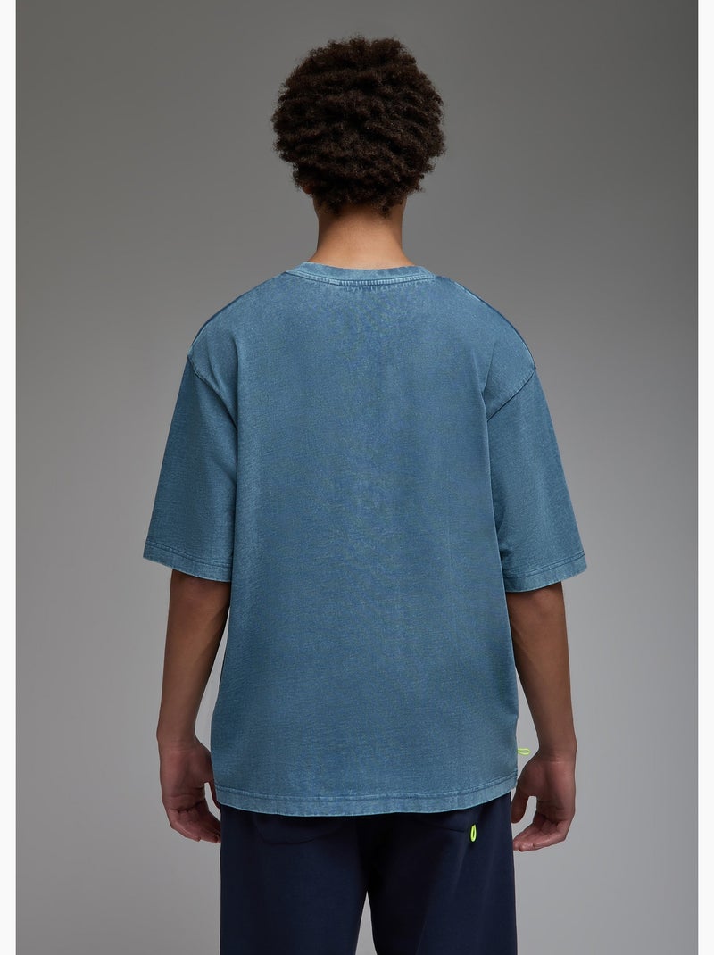 T-shirt shiba   (acid washed) homme - sae paris Bleu - Kiabi