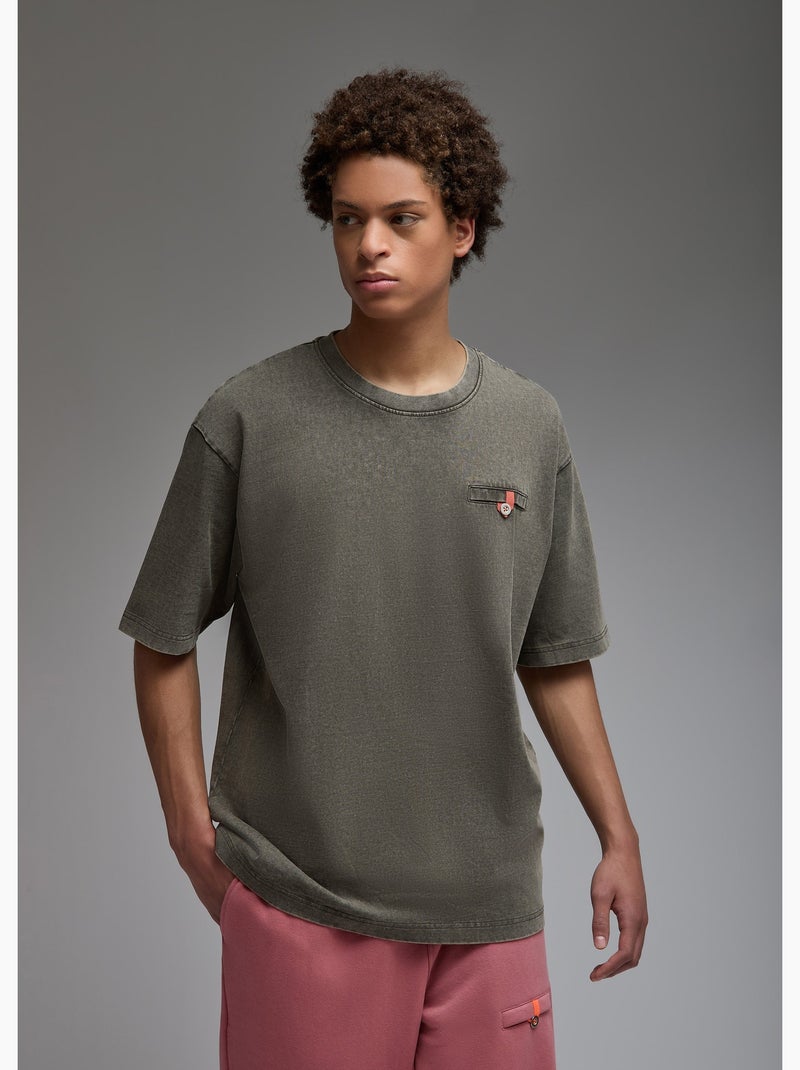 T-shirt shiba  (acid  washed) homme - sae paris Kaki - Kiabi