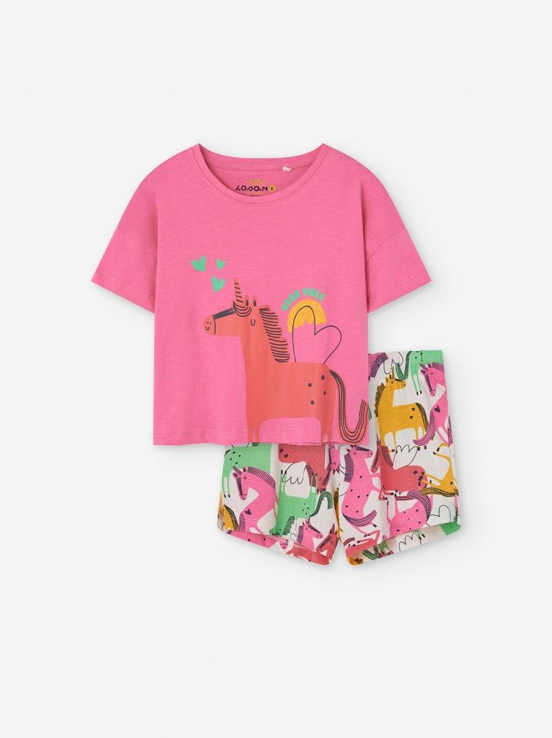 T-shirt + Short en Coton Rose clair - Kiabi