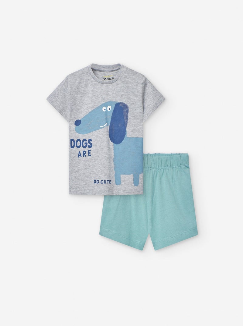 T-shirt + Short Imprimé Chiot Gris clair - Kiabi