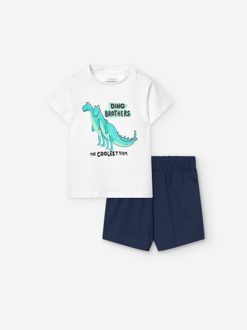T-Shirt + Short Imprimé Dino Blanc - Kiabi