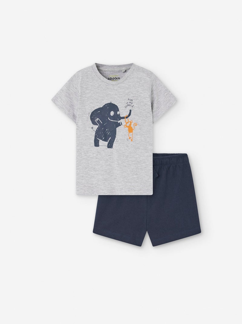 T-Shirt + Short Imprimé Gris - Kiabi
