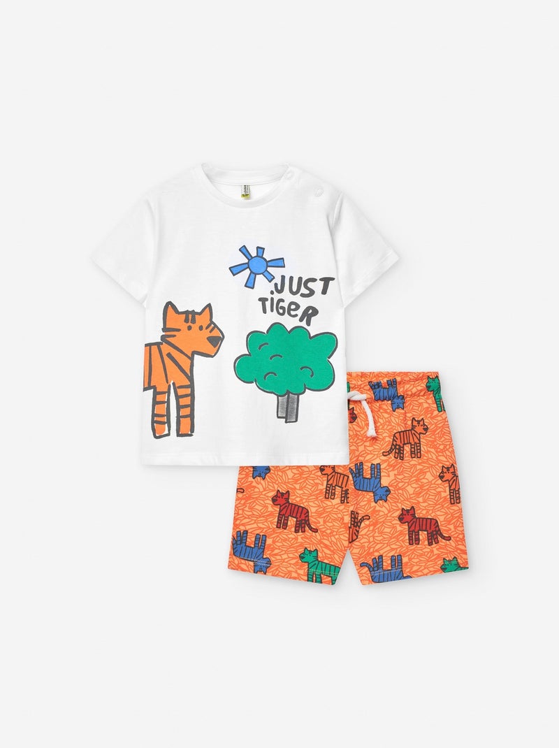 T-Shirt + Short Tigre Blanc - Kiabi