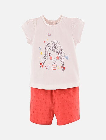 T SHIRT + SHORT VOILE COTON FILLE