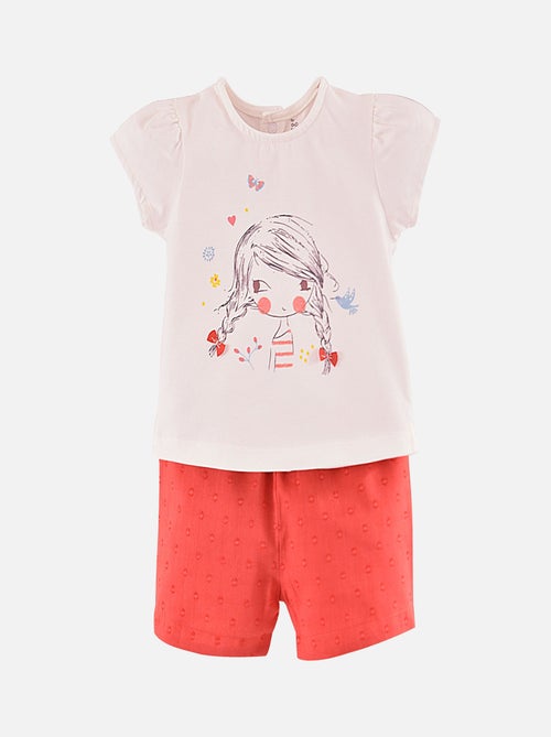 T SHIRT + SHORT VOILE COTON FILLE - Kiabi