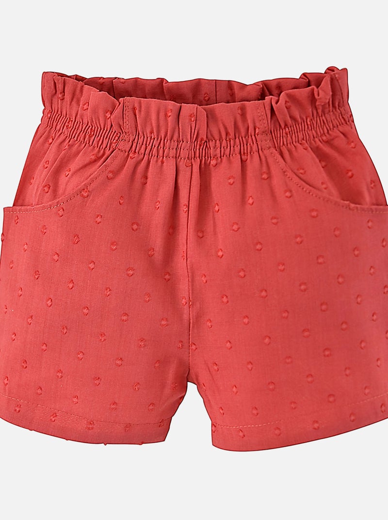T SHIRT + SHORT VOILE COTON FILLE Rouge - Kiabi