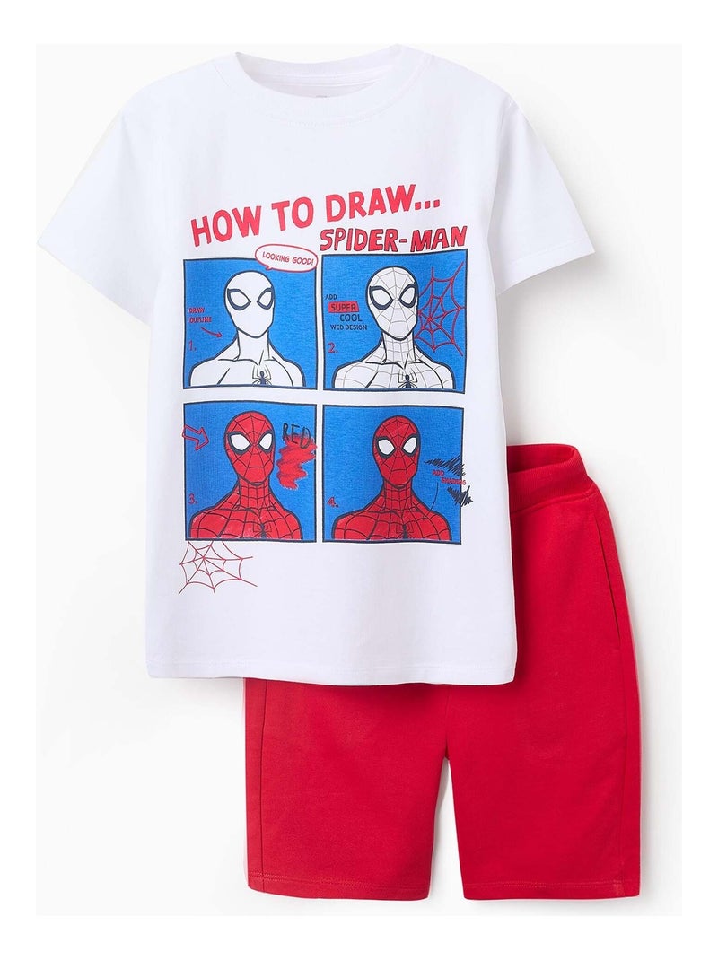 T-Shirt + Shorts en Coton 'Spider-Man' Rouge - Kiabi