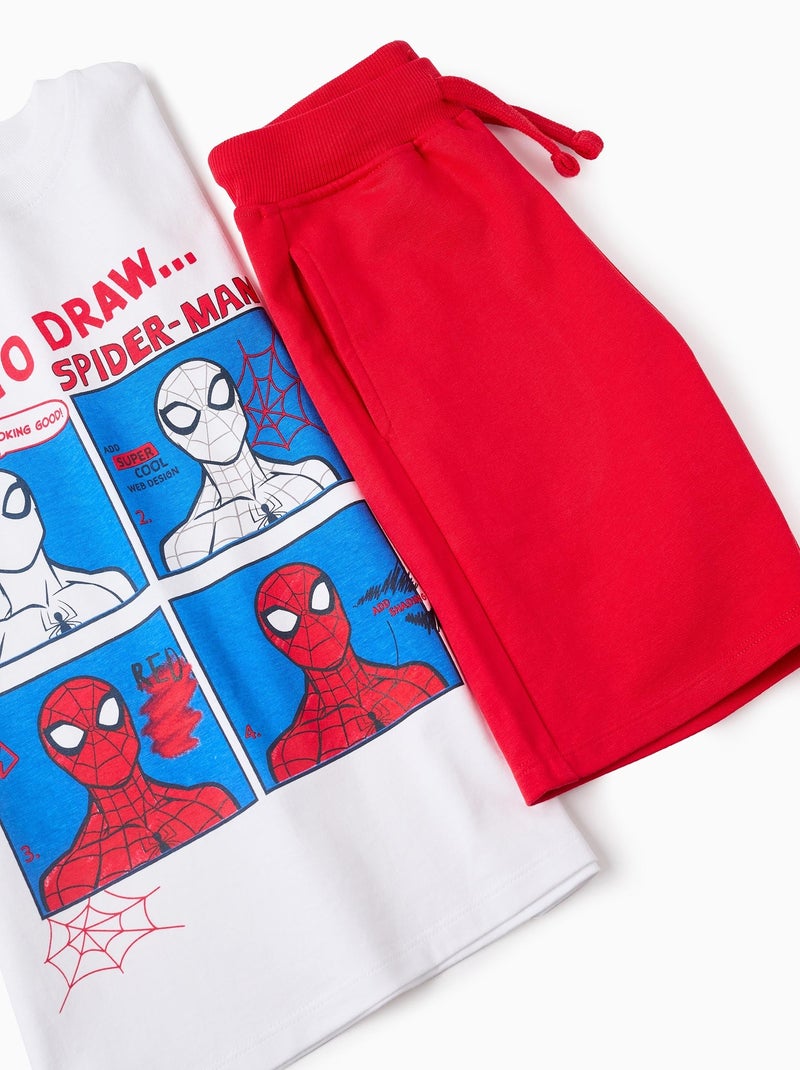 T-Shirt + Shorts en Coton Spiderman Rouge - Kiabi