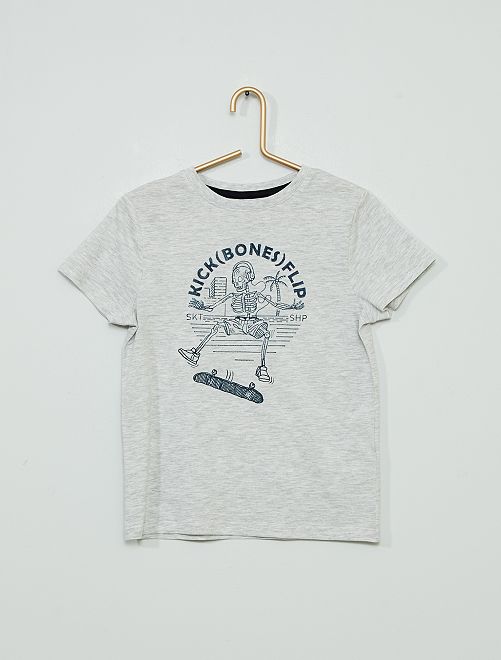 T-shirt 'skate'                                                                                                                                                                 gris chiné 
