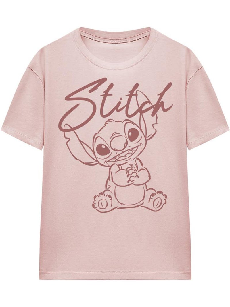 T-shirt sketchy and cute - lilo et stitch (stitch) Rose pâle - Kiabi