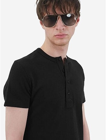 T-shirt slim à col rond avec boutons giesto