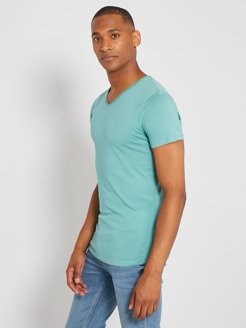 GANT SLIM SHIELD V NECK - T-shirt basique - moss green/kaki