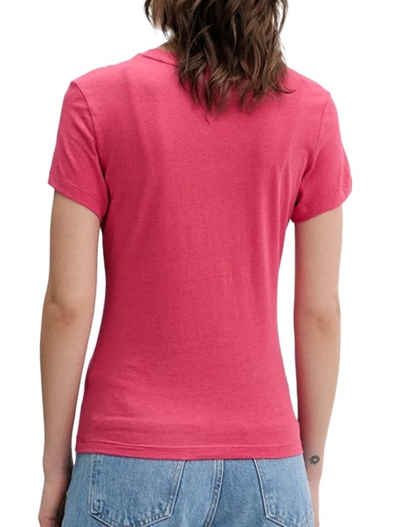 T-Shirt Slim Femme Tommy Hilfiger Logo Rose - Kiabi