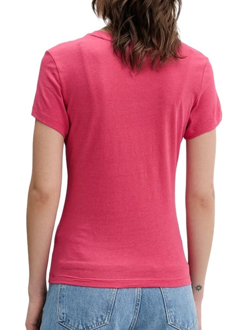 T-shirt slim femme tommy hilfiger logo Rose - Kiabi