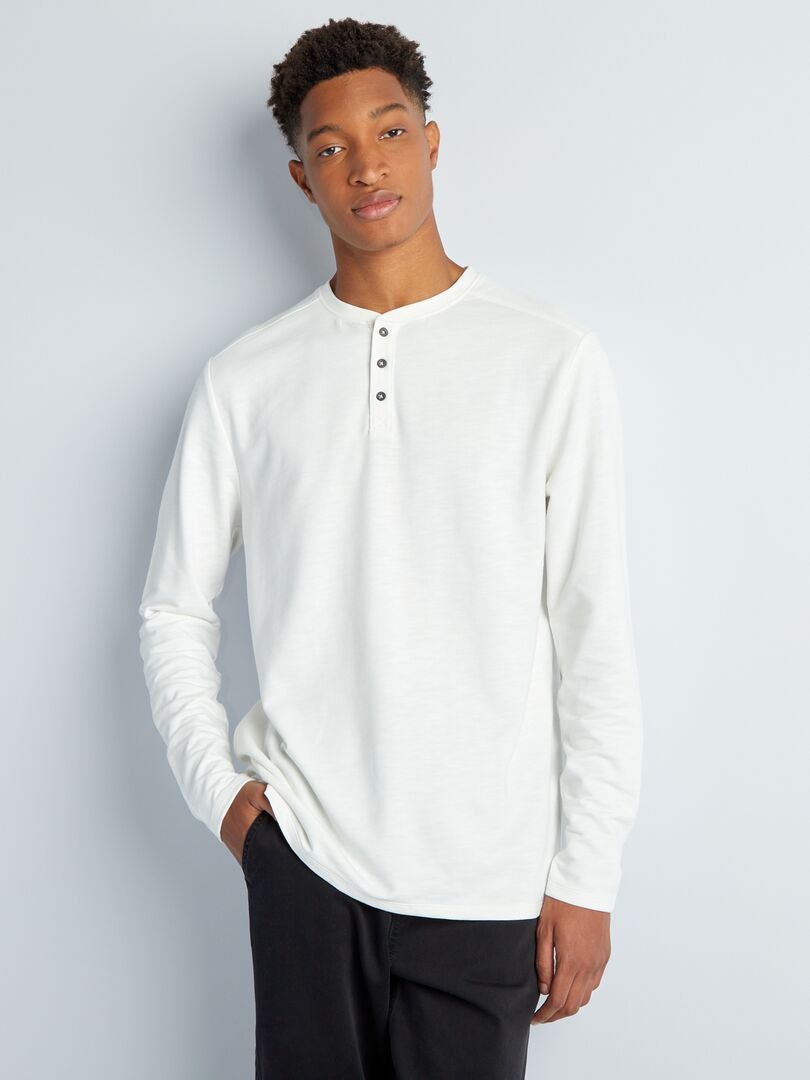 T-shirt Homme Marc Anthony – Manches Longues, Col Henley, Coupe Slim, Violet, Taille S – Occasion