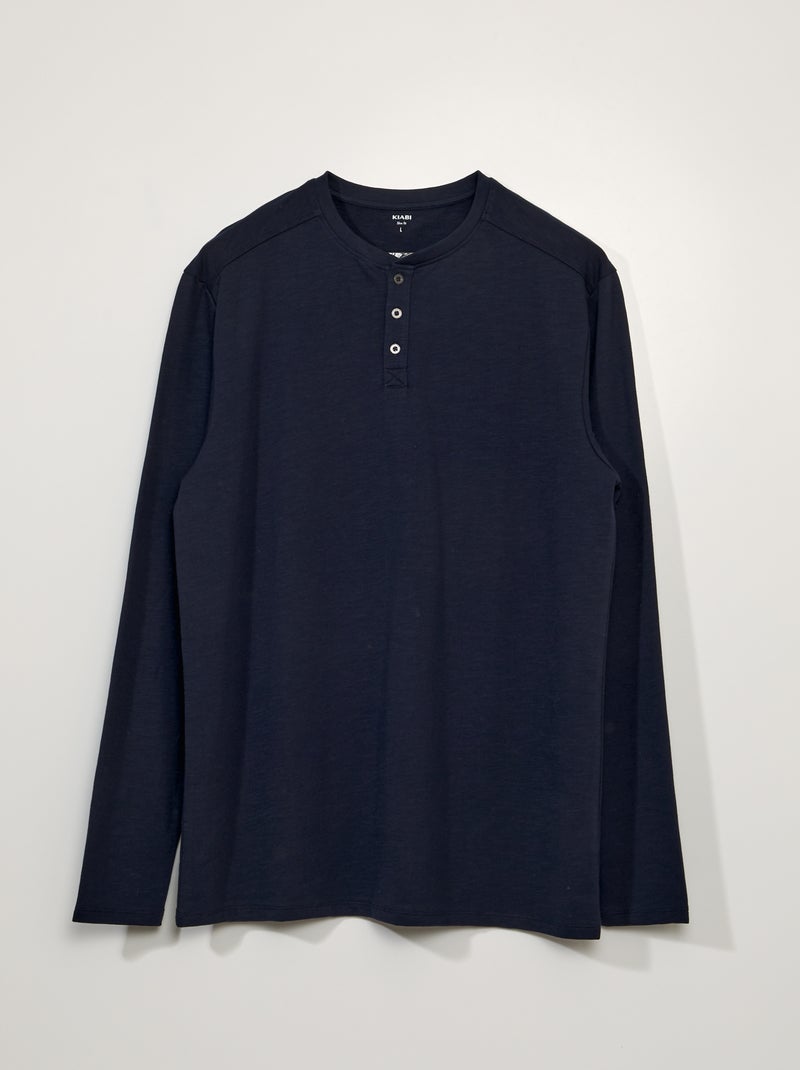 T-shirt slim fit à manches longues +1m90 Bleu - Kiabi