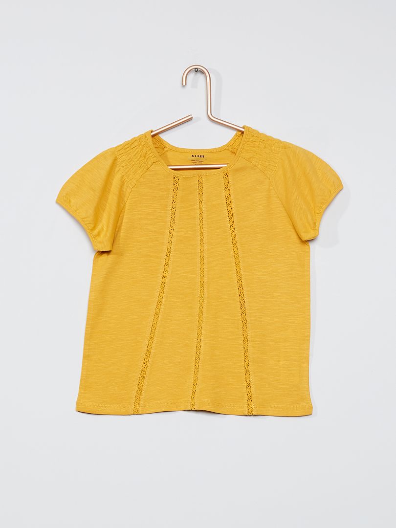 T-shirt smocké jaune - Kiabi