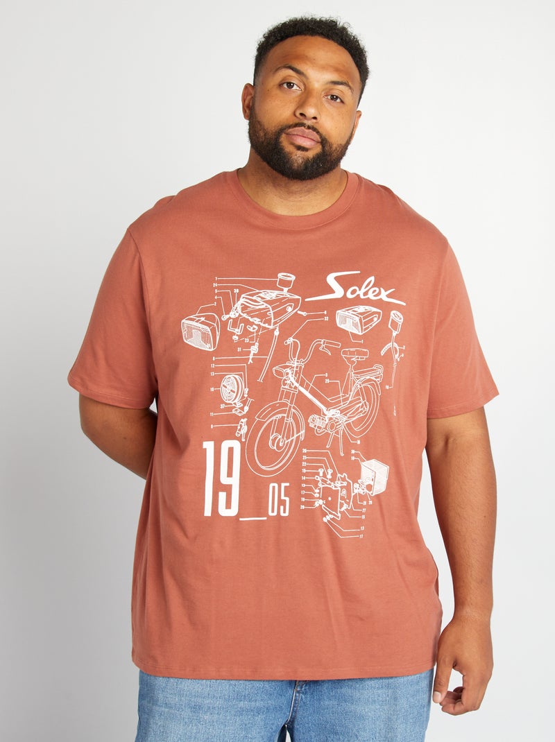 T-shirt  'Solex' manches courtes Orange rouge - Kiabi