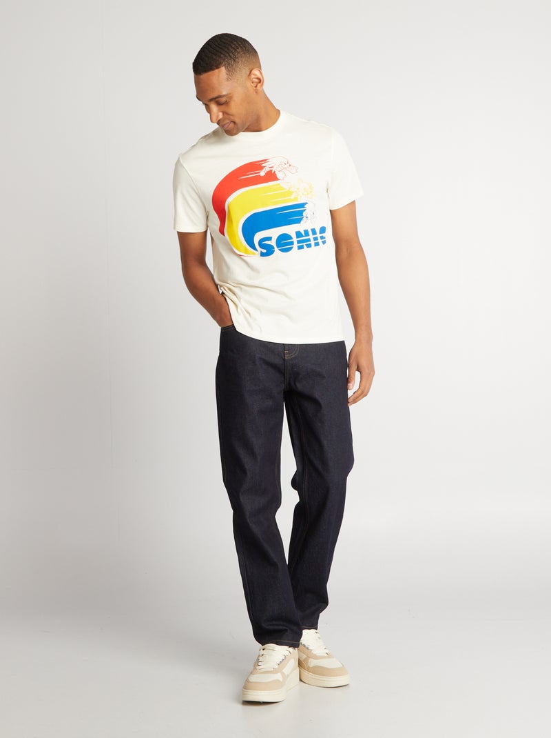 T-shirt 'Sonic' à col rond Blanc - Kiabi