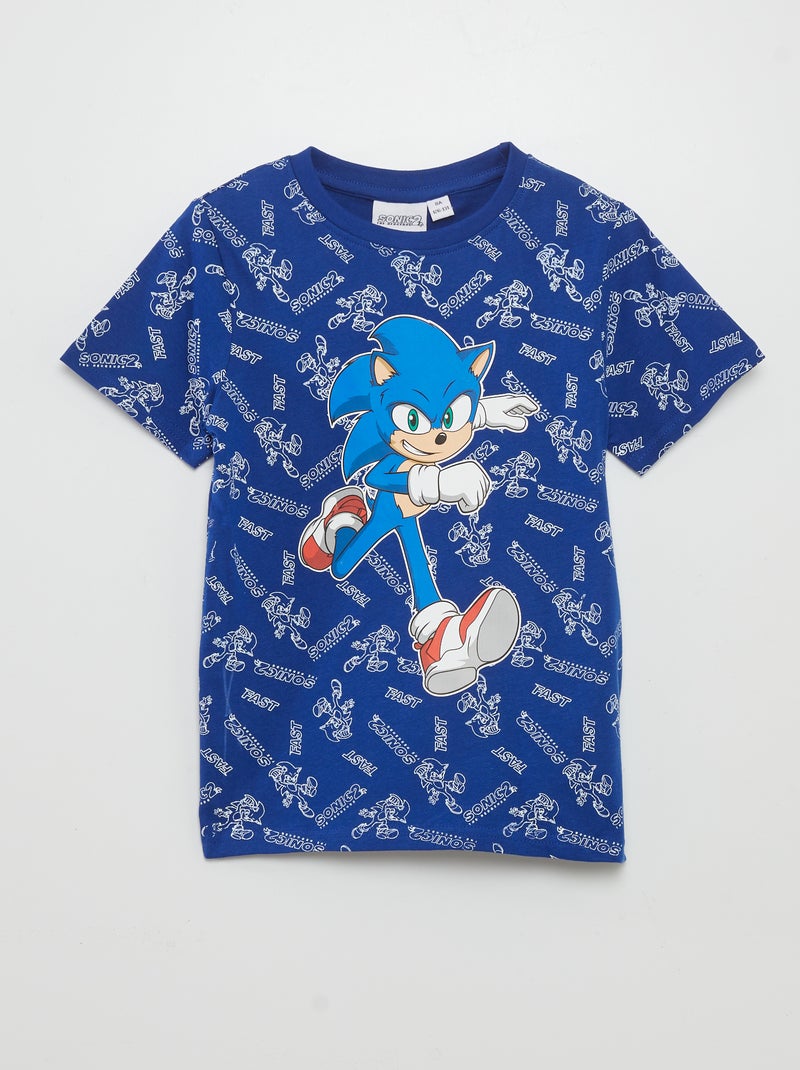 T-shirt 'Sonic' manches courtes bleu - Kiabi