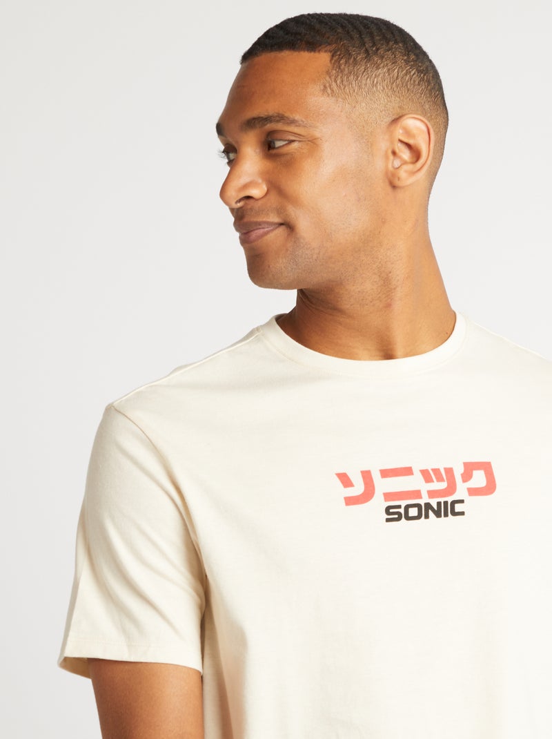 T-shirt 'Sonic' manches courtes Ecru - Kiabi