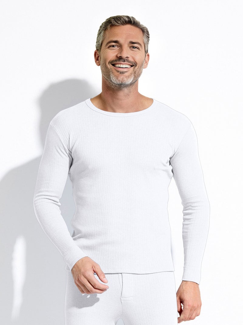 T-shirt sous-vêtement chaud col rond manches longues Blanc - Kiabi