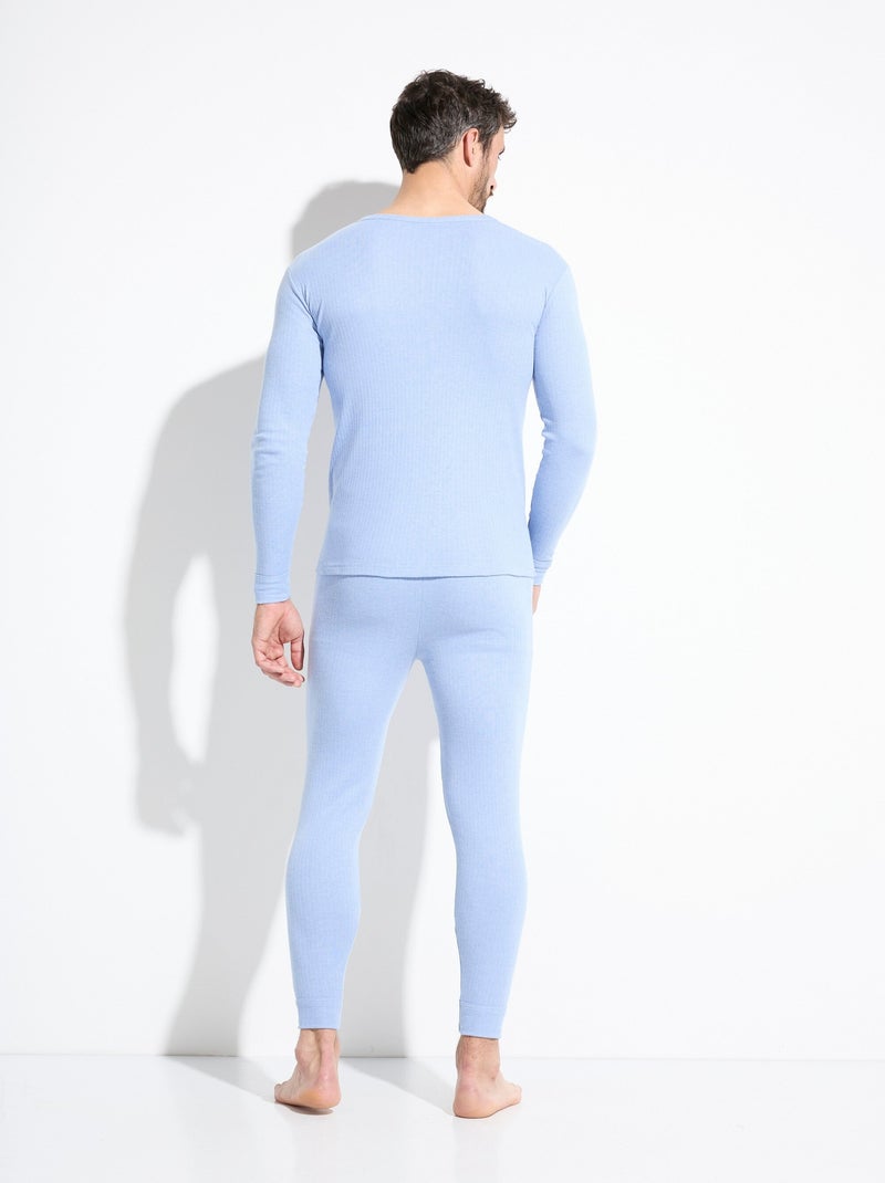 T-shirt sous-vêtement chaud col rond manches longues Bleu jean - Kiabi