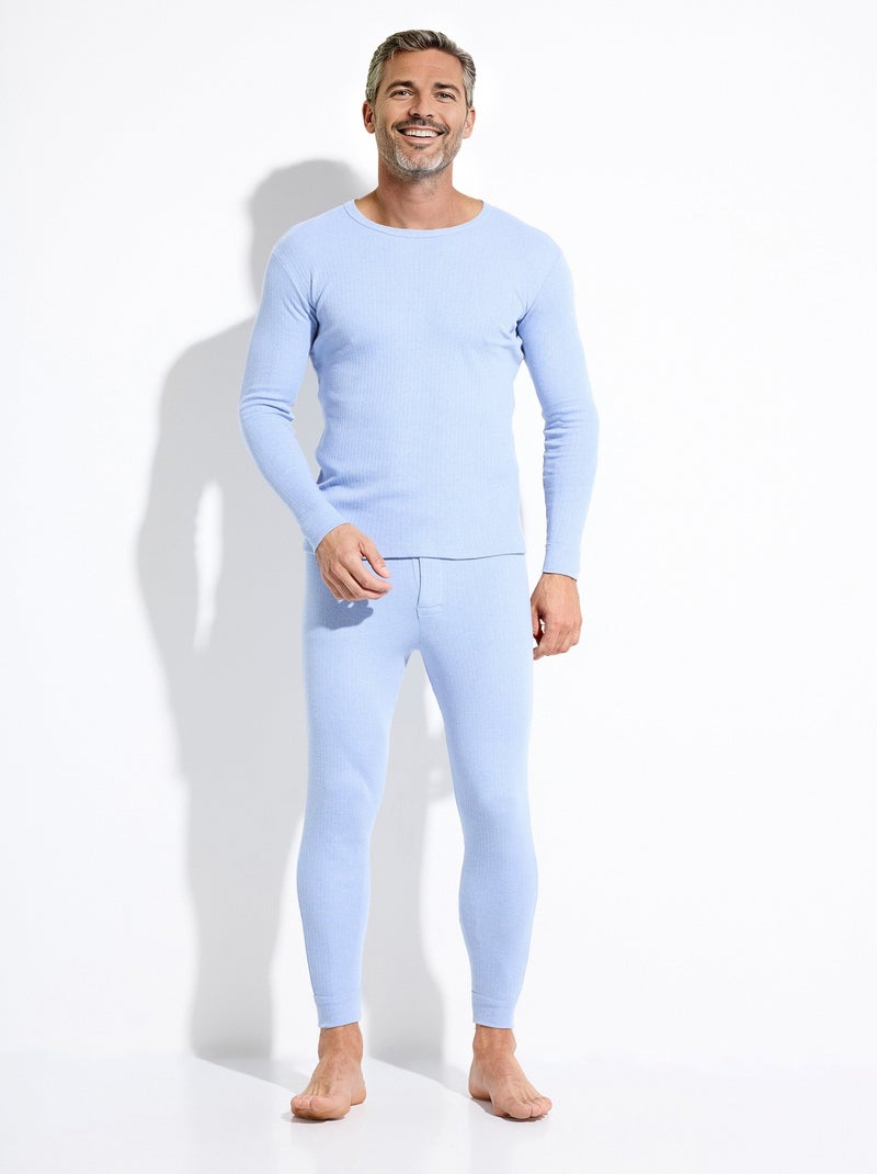 T-shirt sous-vêtement chaud col rond manches longues Bleu jean - Kiabi