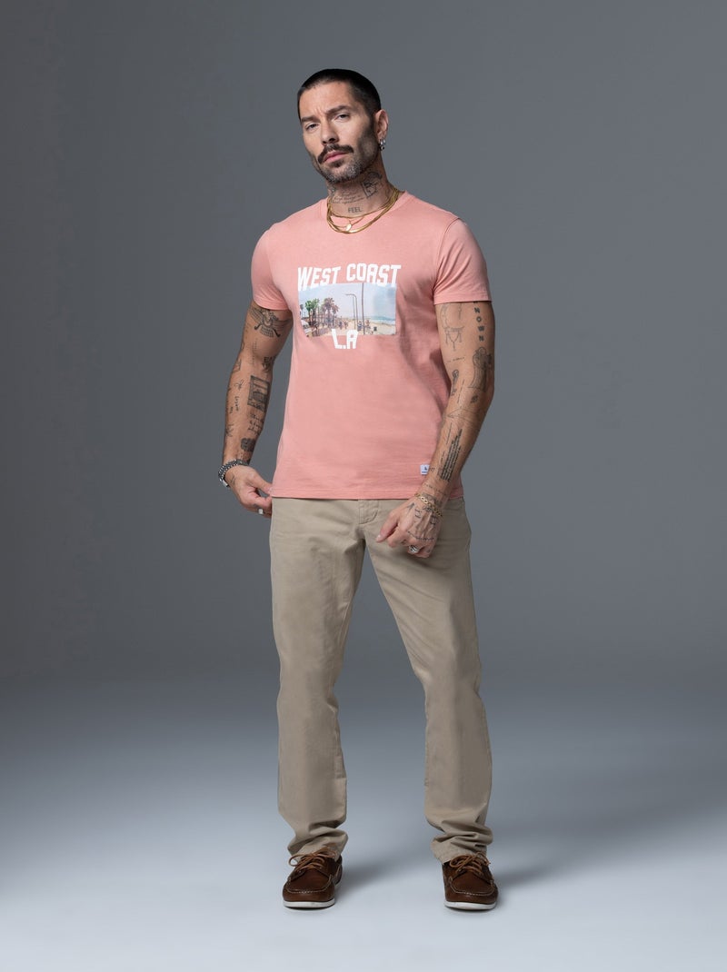 T-shirt  Sphax Maps Redskins Rose - Kiabi