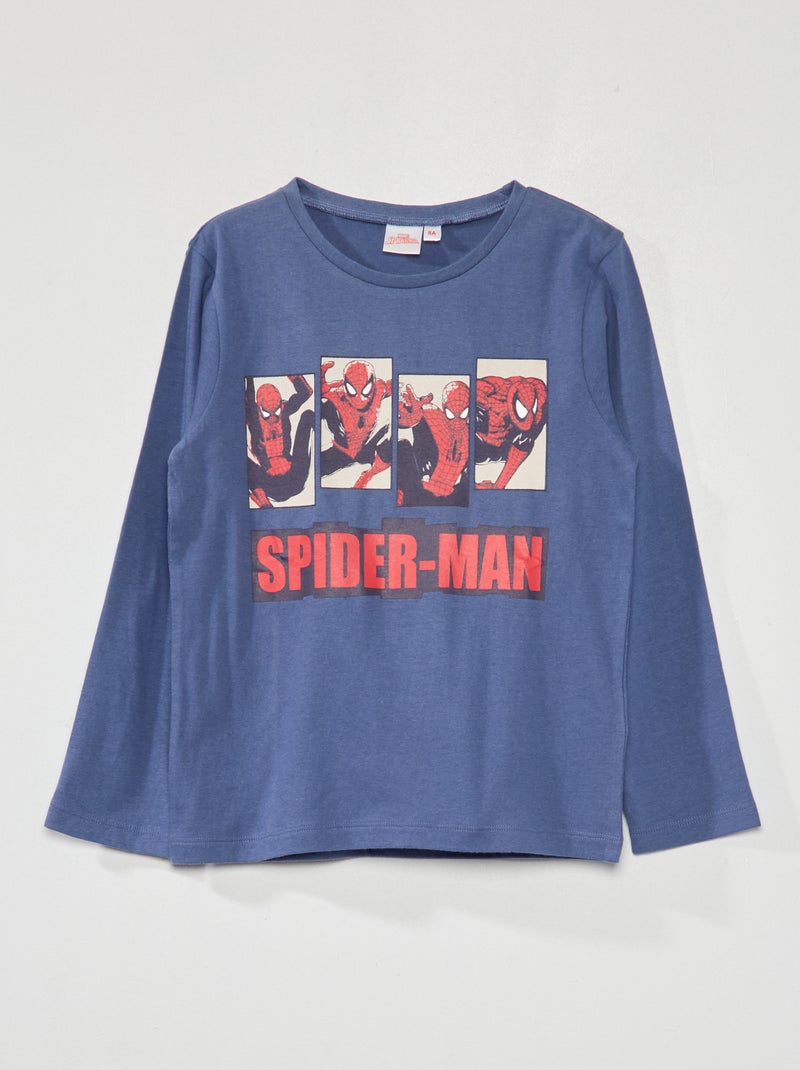 T-shirt 'Spider-Man' manches longues bleu - Kiabi