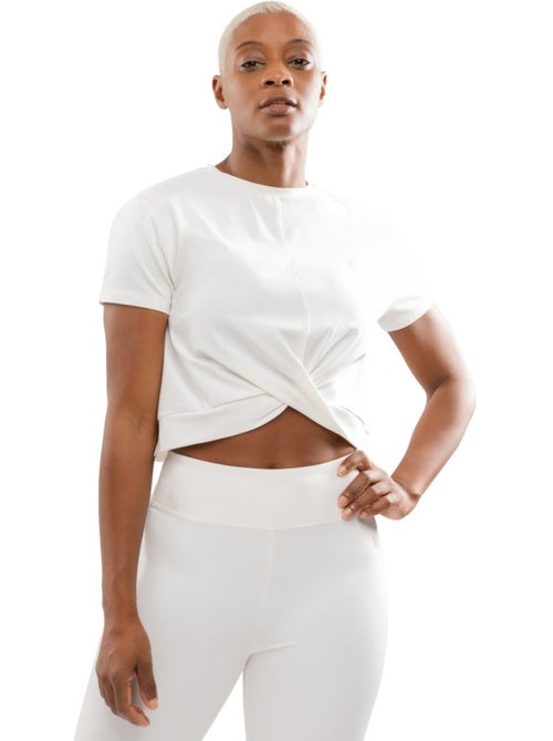 T-shirt sport à nœud torsadé femme fitness femme space - Kiabi T-shirt sport à nœud torsadé femme fitness femme space - Kiabi