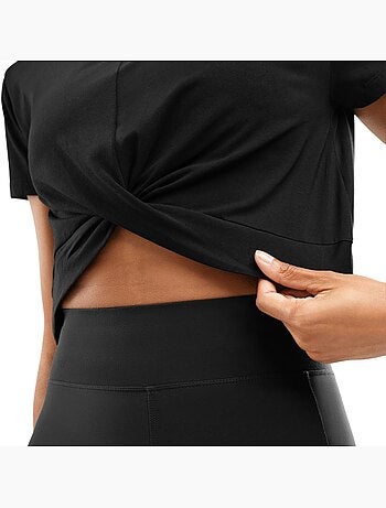 T-shirt sport à nœud torsadé femme fitness femme space
