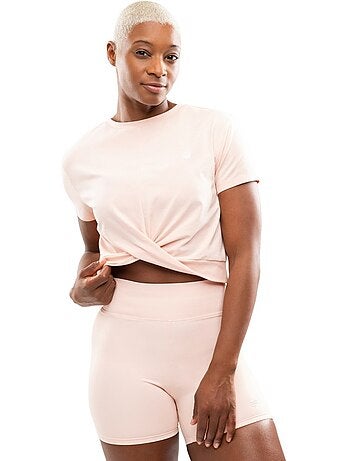 T-shirt sport à nœud torsadé femme fitness femme space