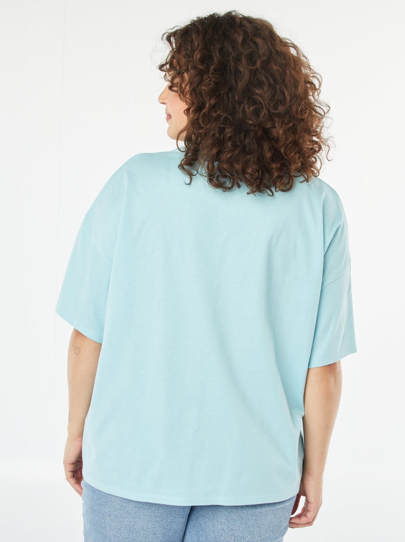 T-shirt 'Stitch' à manches courtes et col rond BLEU - Kiabi