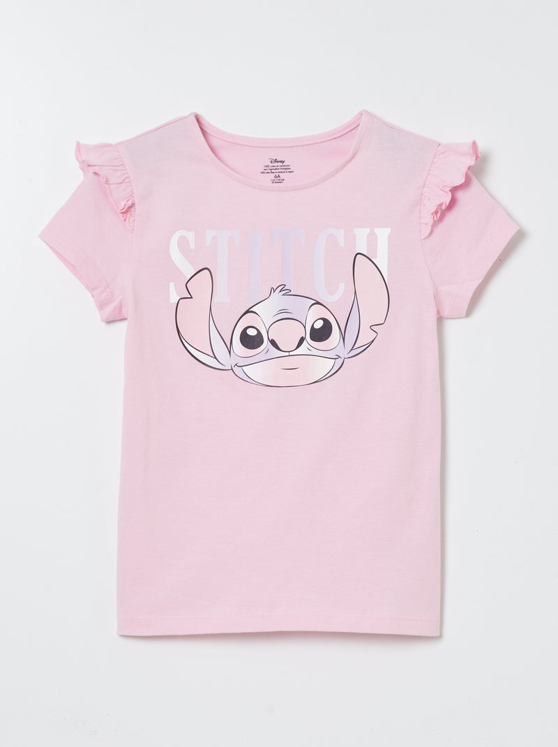 T-shirt 'Stitch' à manches volantées Rose - Kiabi