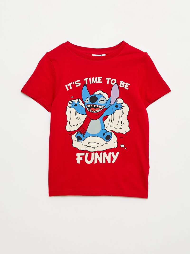 T-shirt 'Stitch' 'Disney' à manches courtes 'Noël' Rouge - Kiabi