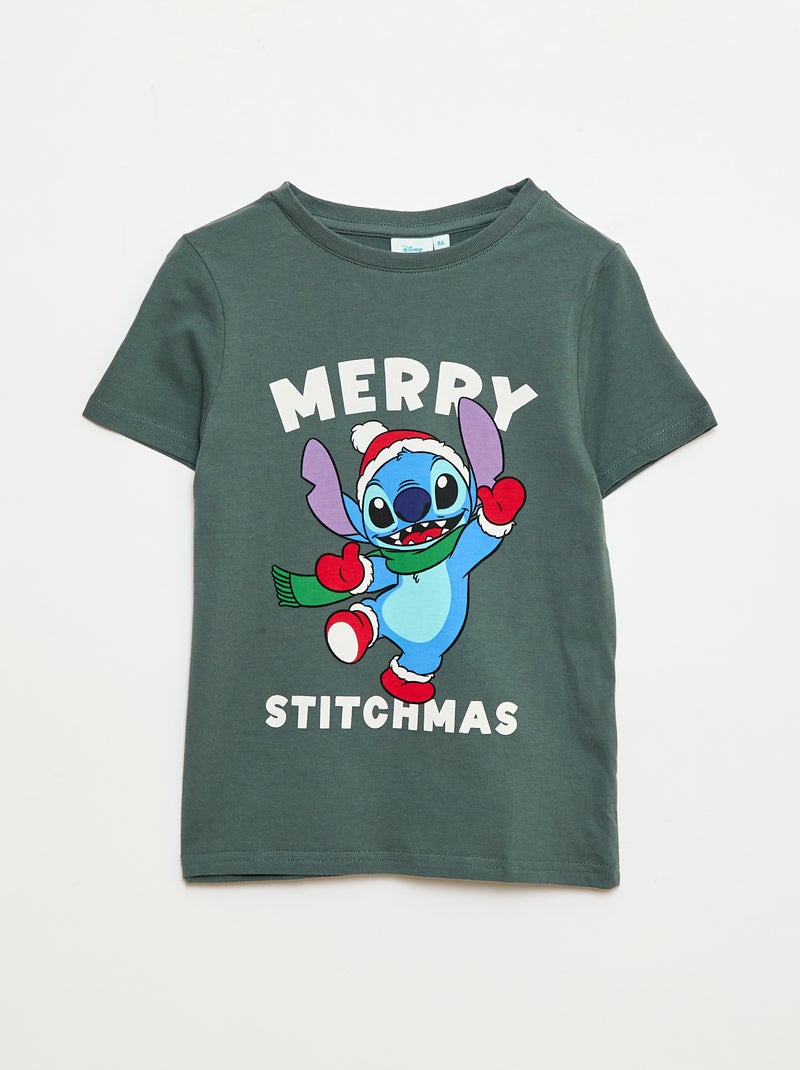 T-shirt 'Stitch' 'Disney' à manches courtes 'Noël' Vert - Kiabi