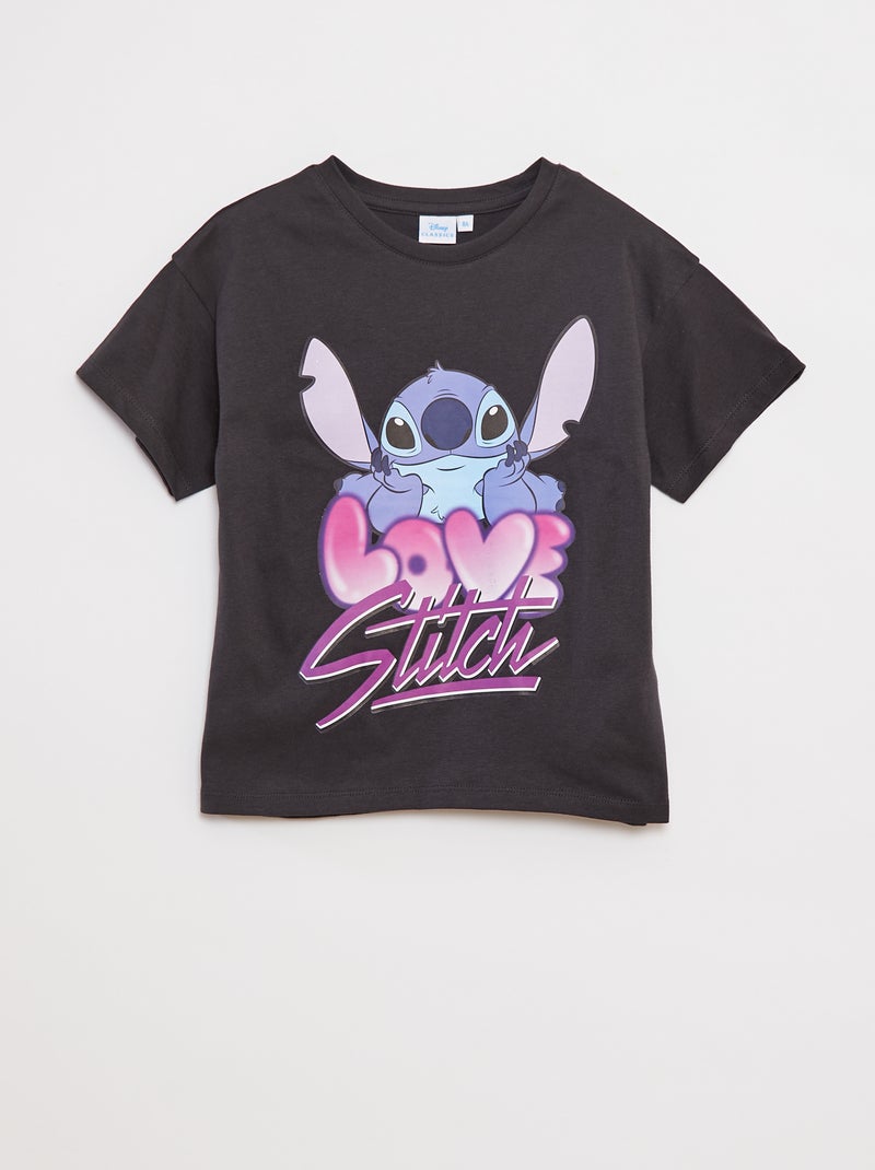 T-shirt 'Stitch' 'Disney' manches courtes Noir - Kiabi