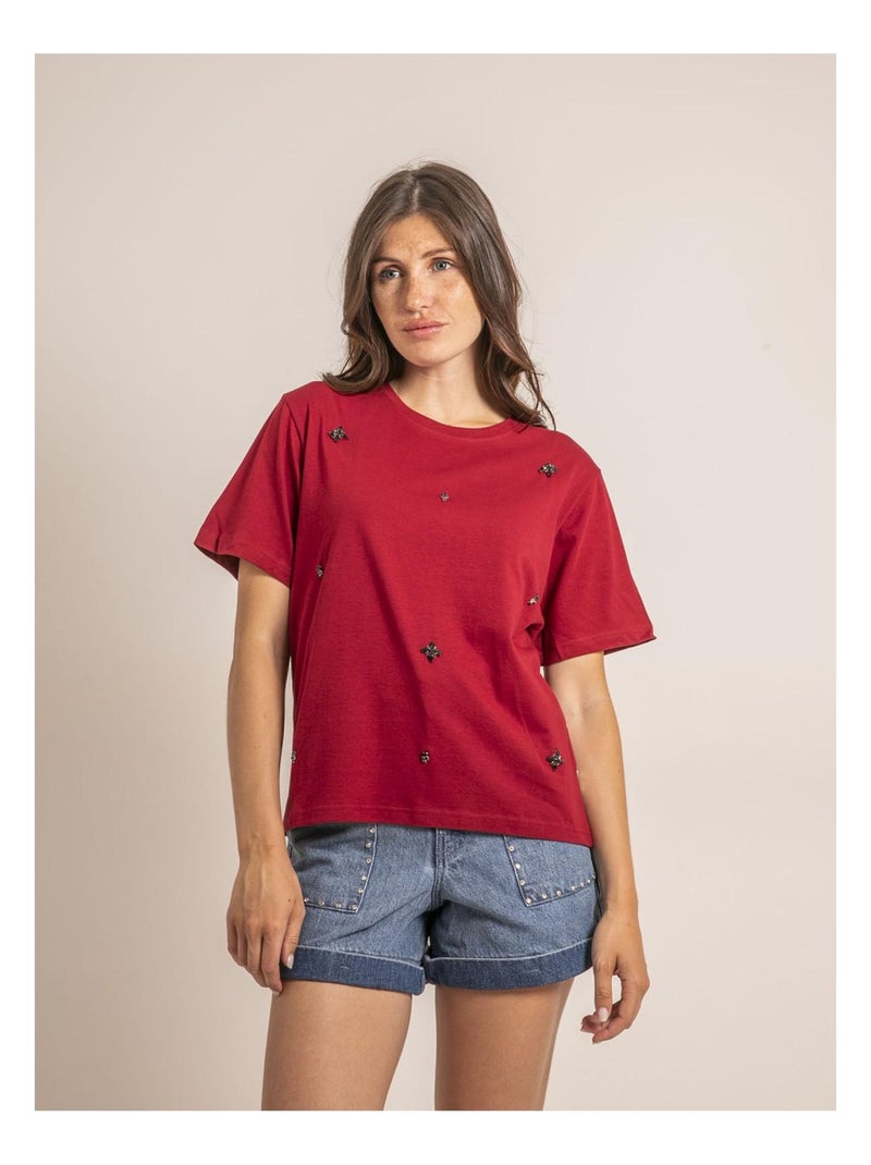 T shirt strass FERDI Bordeaux - Kiabi