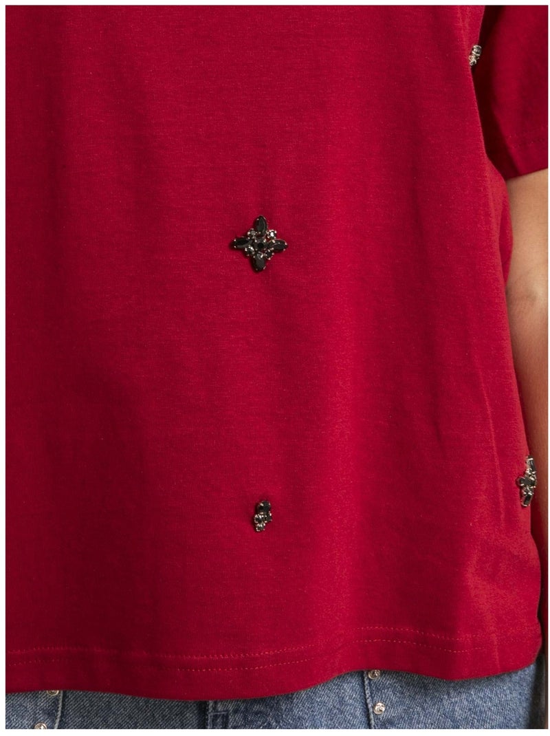T shirt strass FERDI Bordeaux - Kiabi