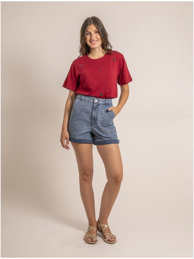 T shirt strass FERDI Bordeaux - Kiabi