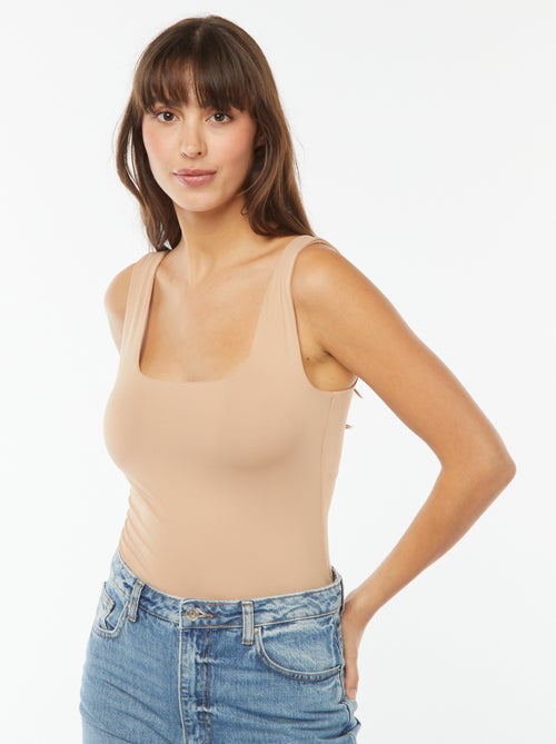 T-shirt stretch à col carré - Kiabi