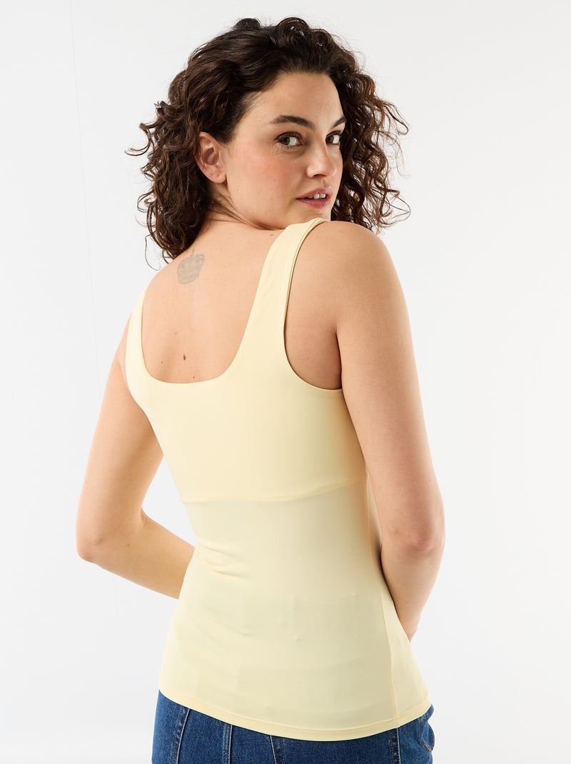 T-shirt stretch à col carré Jaune - Kiabi