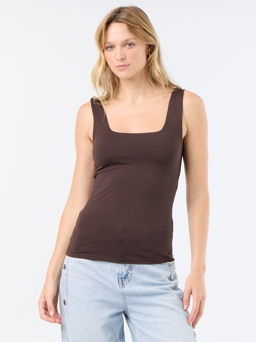 T-shirt stretch à col carré - Kiabi