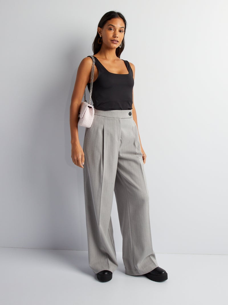 T-shirt stretch à col carré Noir - Kiabi