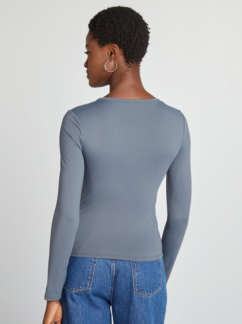 T-shirt stretch à manches longues Gris - Kiabi