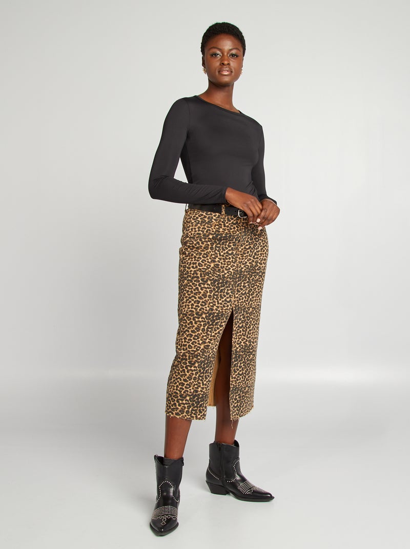 T-shirt stretch à manches longues noir - Kiabi