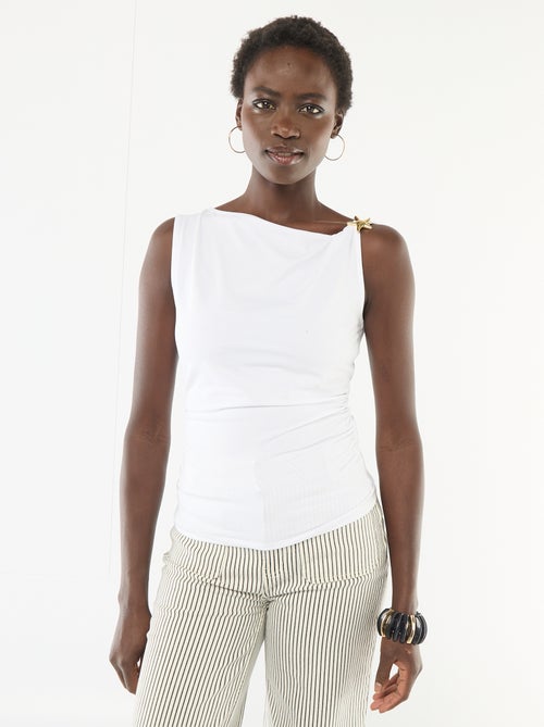 T-shirt stretch avec bijou doré - Kiabi