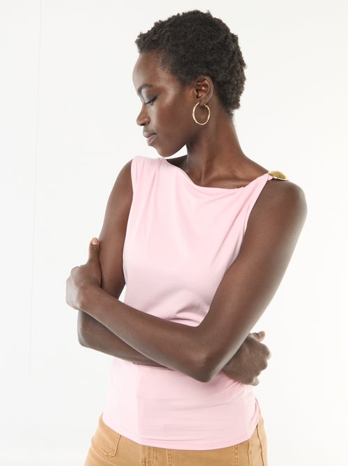 T-shirt stretch avec bijou doré - Kiabi